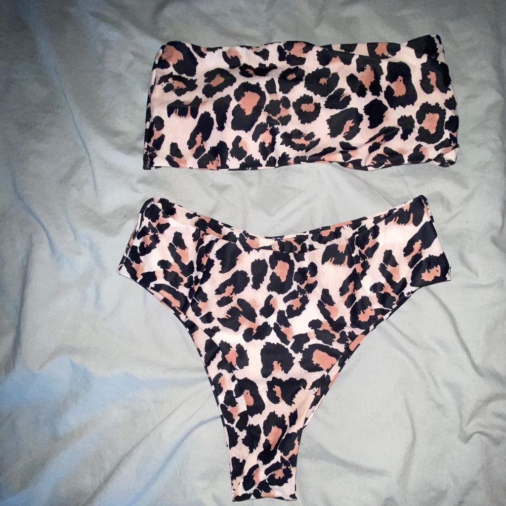 Leopard print halter bikini